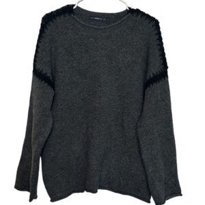 Zara Knitted Sweater Womens Medium Slouchy Oversized Rolled Neck Cozy Grey